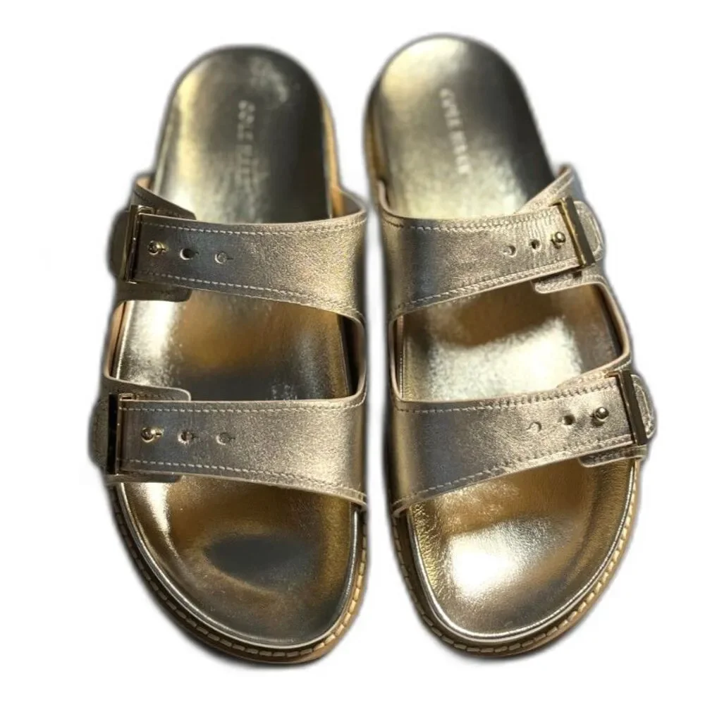 Cole Haan Women's Marisol Footbed Leather Sandal Gold SZ11M NEW
